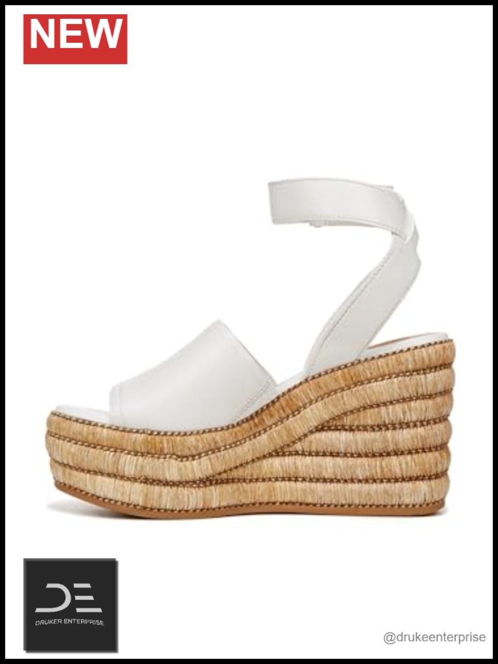 Franco Sarto Women's Leather Platform Wedge Sandals Ankle Strap Hook Loop